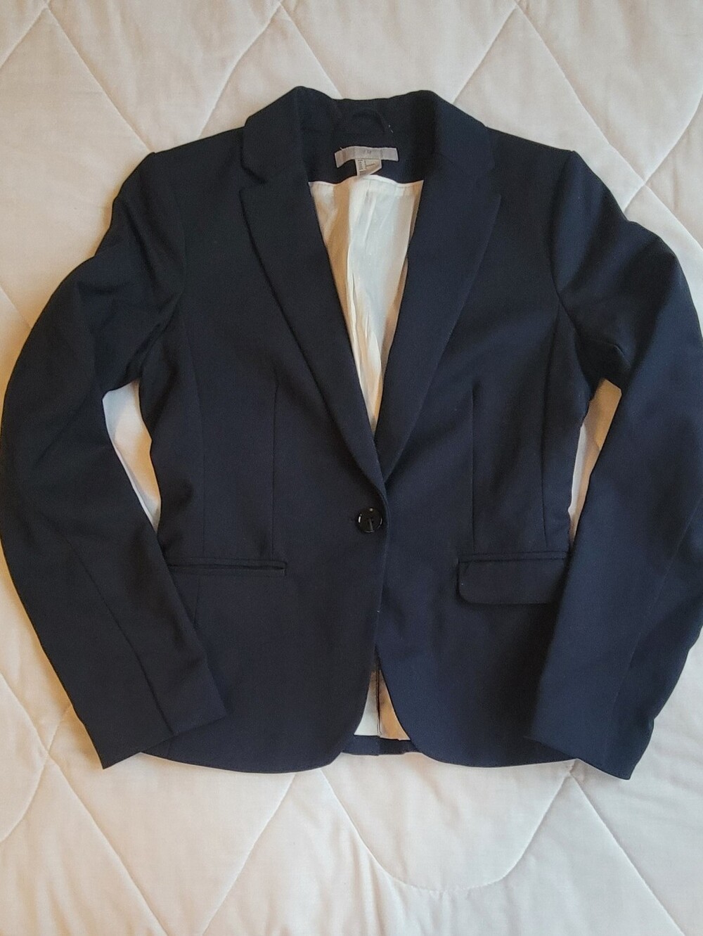 H&M Navy Single-Button Tailored Blazer